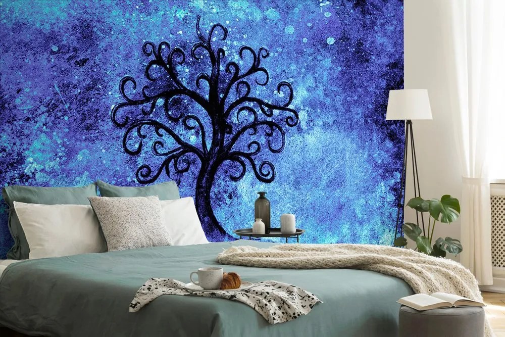 Carta da parati – Albero della vita su sfondo blu
