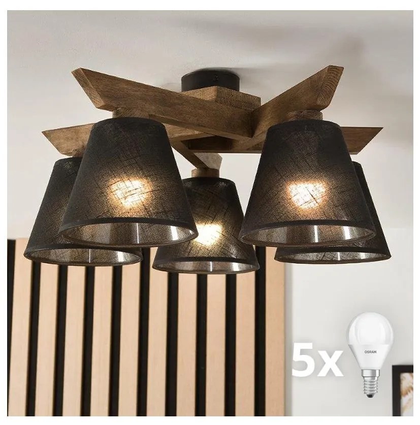 Brilagi - Lampadario LED ANTHONY 5xE14/40W/230V rovere/noce nero