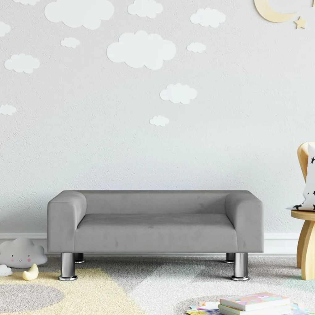 Divano Per Bambini Grigio Chiaro 70x45x26,5 Cm İn Velluto /