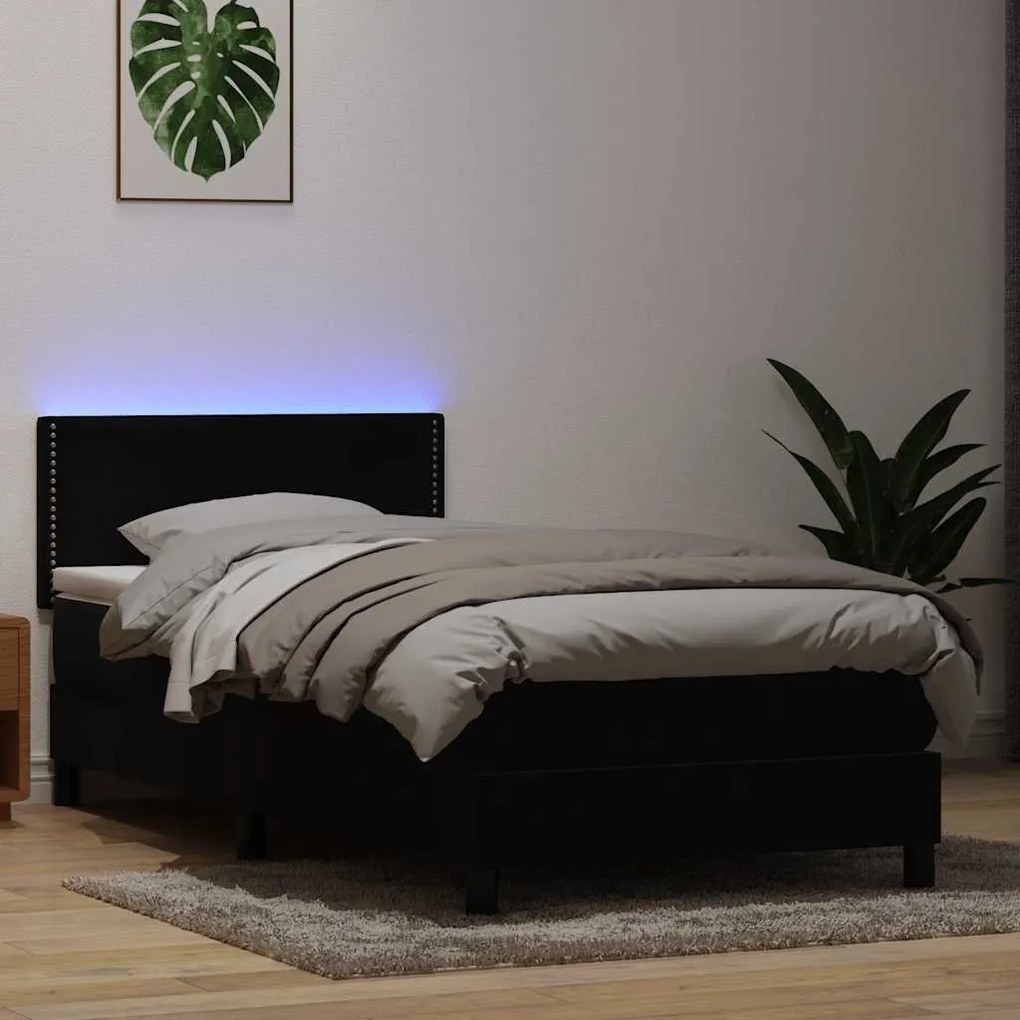 Giroletto A Molle Con Materasso Nero 90x210 Cm İn Velluto /