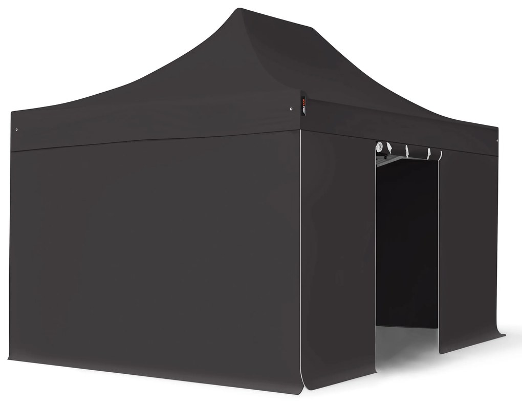 TOOLPORT 3x4,5m gazebo pieghevole PVC con laterali, PROFESSIONAL alluminio, nero - (59302)