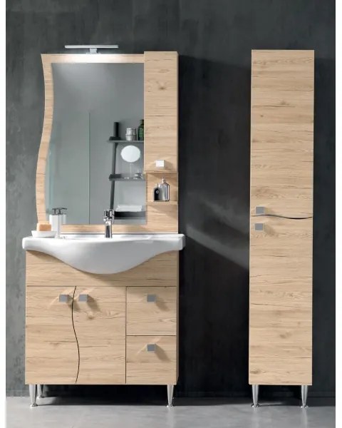 Mobile bagno 85 cm - Quercia Naturale - Melaminico - Onda