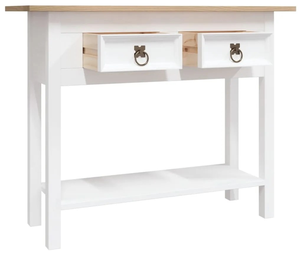 Tavolo console in pino messicano corona bianco 90x34,5x73 cm