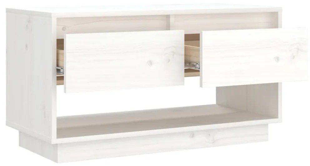 Mobile porta tv bianco 74x34x40 cm in legno massello di pino