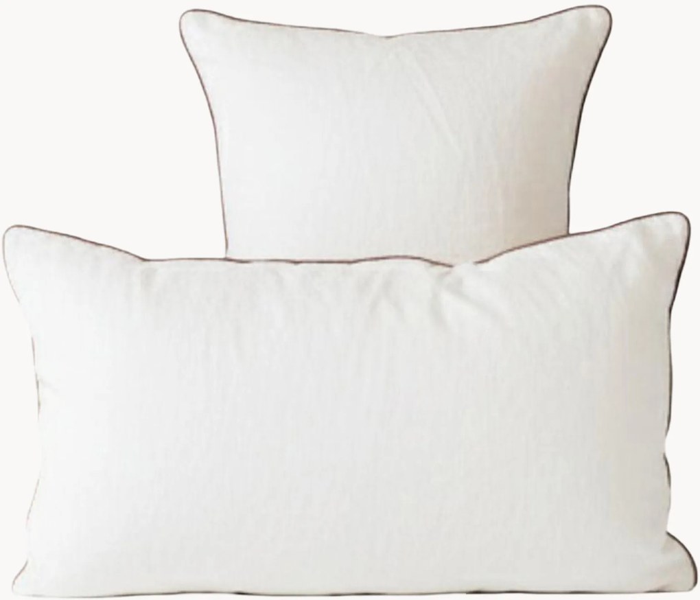 Set di 2 federe in lino bianco naturale White Natural