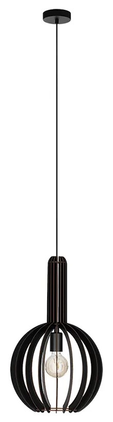 Lampadario Industrial Velasco 1 Luce Acciaio Nero Diffusore Nero Tondo