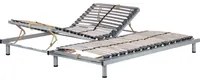 Set di 2 basi per letto regolabili manualmente 90 x 200 singole doghe in legno struttura in acciaio Nero con gambe doghe in legno autoportante