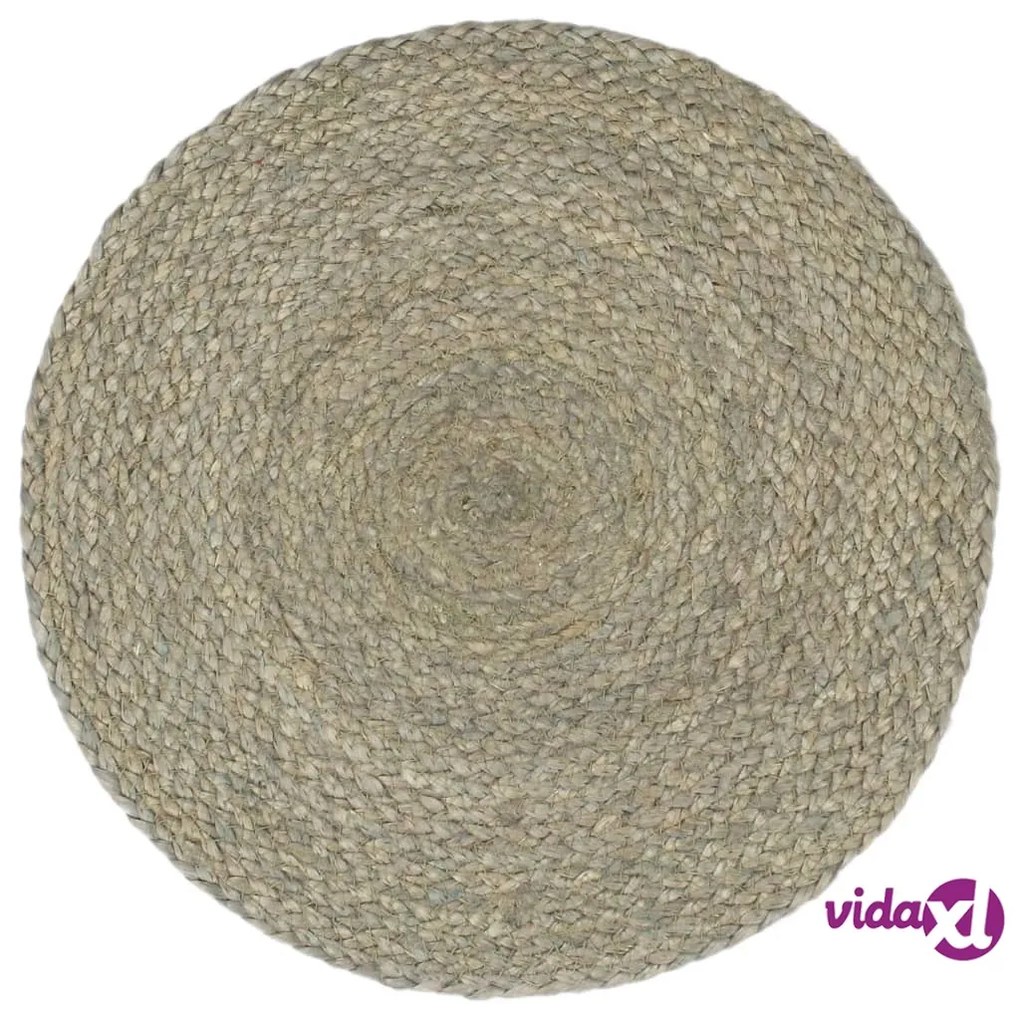 vidaXL Tovagliette 6 pz Grigio Neutro 38 cm Rotonde in Juta