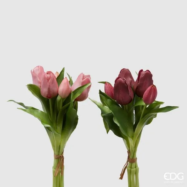 EDG - Enzo De Gasperi Set 2 Bouquet Di Tulipani Sfumature lilla H28 cm