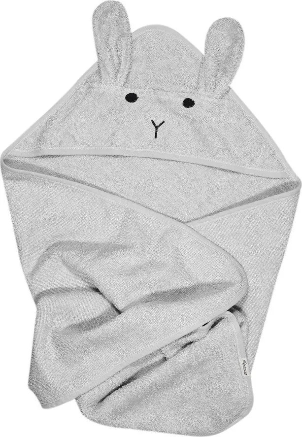 Asciugamano con cappuccio da bambini grigio in cotone 76x76 cm Rabbit – Kindsgut