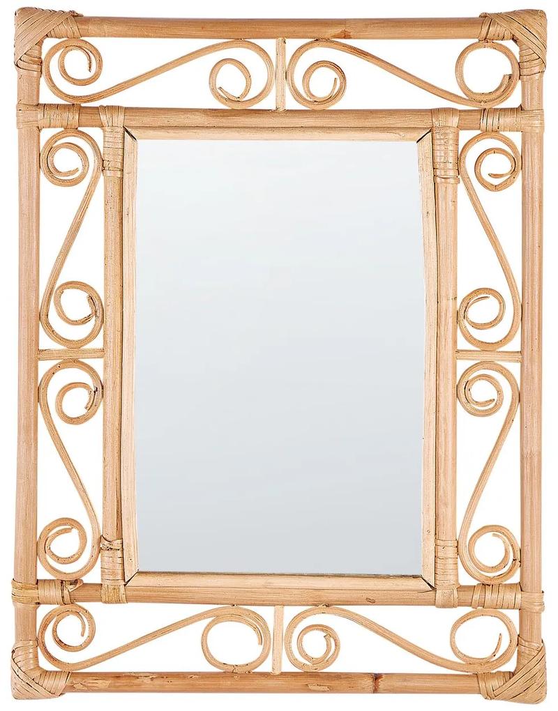 Specchio da parete rattan chiaro 41 x 52 cm ALAMEDA Beliani