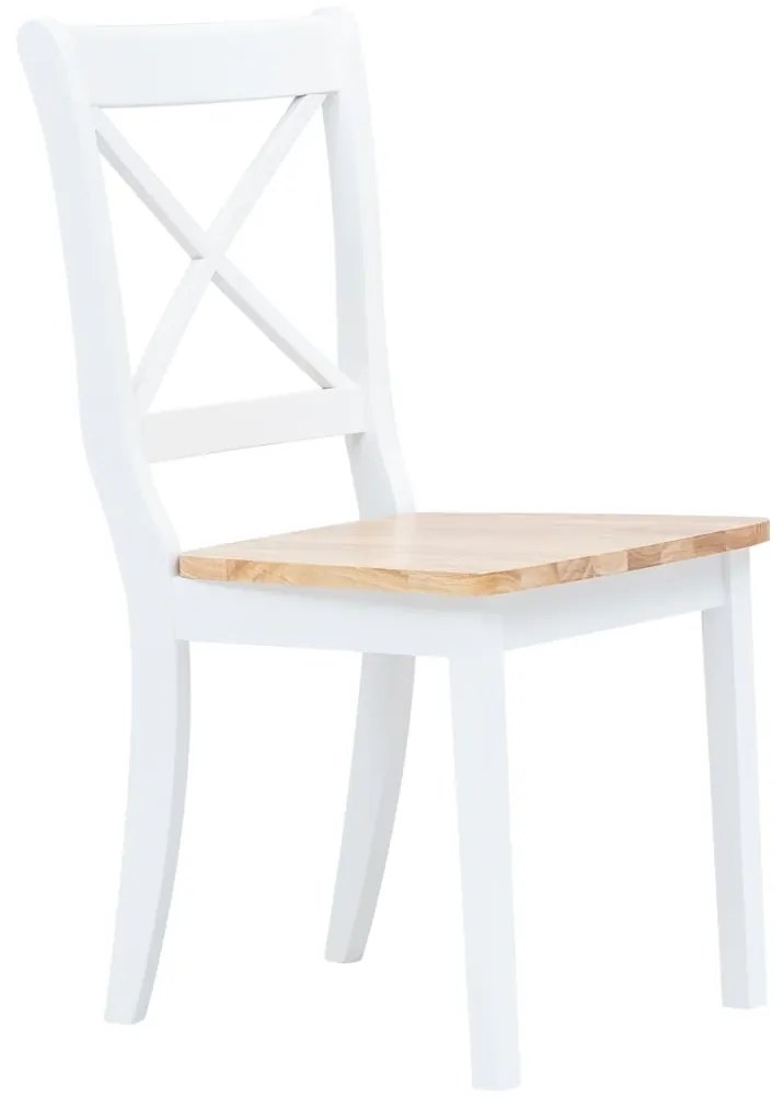 Set da pranzo 5 pz in legno massello di hevea bianco e marrone