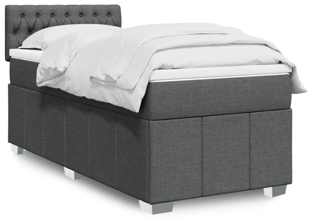 Giroletto A Molle Con Materasso Grigio Scuro 90x190 Cm Tessuto /