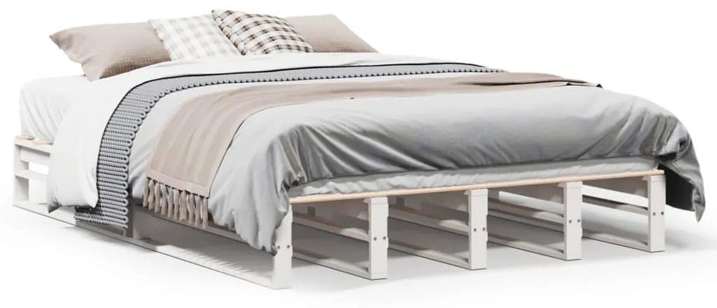 Letto Senza Materasso Bianco 120x190 Cm Legno Massello Di Pino /