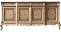 Credenza 4 porte 4 cassetti classica barocco intarsio legno grezzo 227x60x106 - Mobili 2G