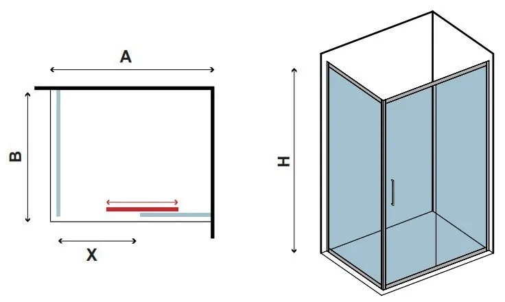 Kamalu - box doccia 110x90cm a due lati vetro 6mm anticalcare kf5000s