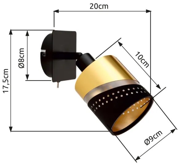 Globo 54046-1 - Faretto da parete OR 1xE14/25W/230V nero/oro