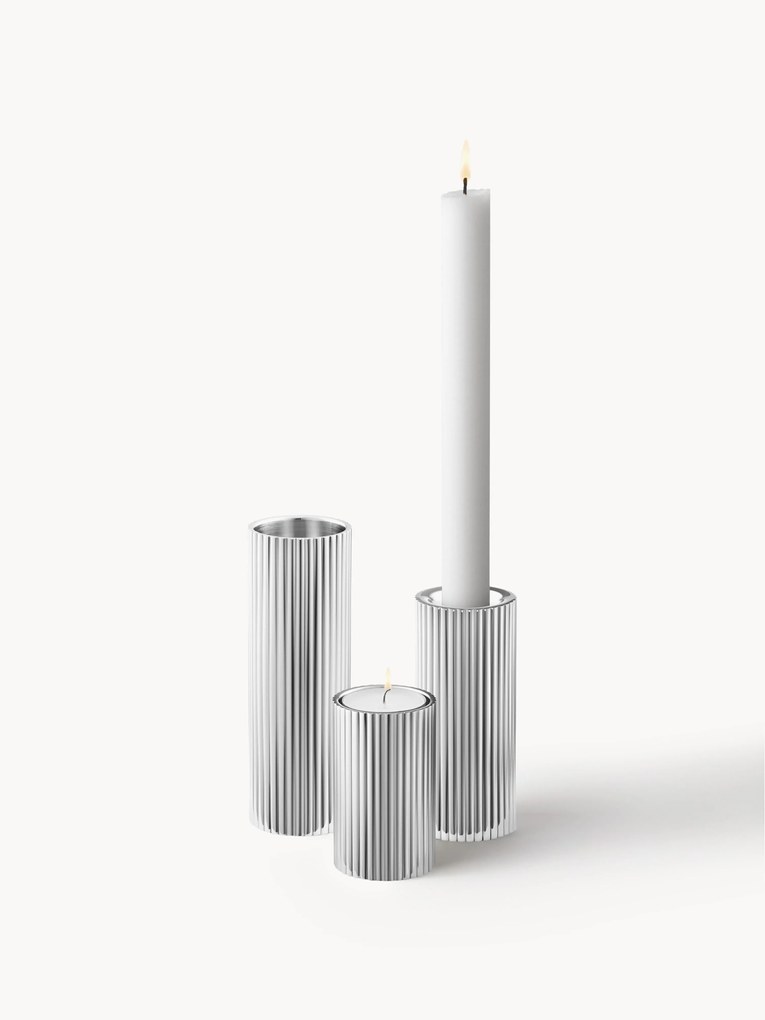 Set 3 portacandele con struttura rigata Bernadotte