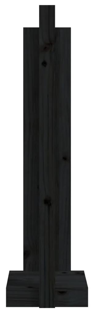 Portalegna Nero 33,5x30x110 cm in Legno Massello di Pino