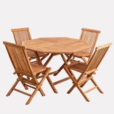 Set Tavolo e 4 Sedie Pieghevoli in Teak Pira legno di teak - Sklum