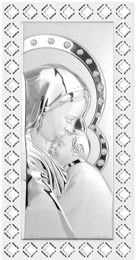 Quadro  "Madonna con bambino" perle cm.14,8x34,6h. (est.cm. 21,8x41,5)