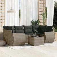 Set Divani da Giardino 7 pz con Cuscini Grigio in Polyrattan 3253457