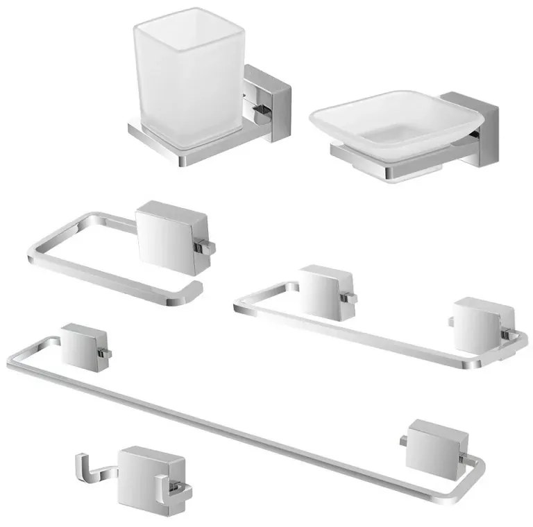 Set accessori a muro 6 pezzi in acciaio cromato e viti incluse Velvet
