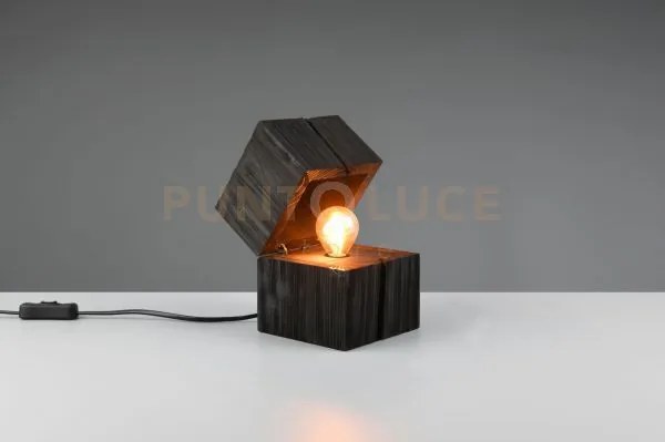 Treasure lampada da tavolo attacco e14 lampadina inclusa legno nero...