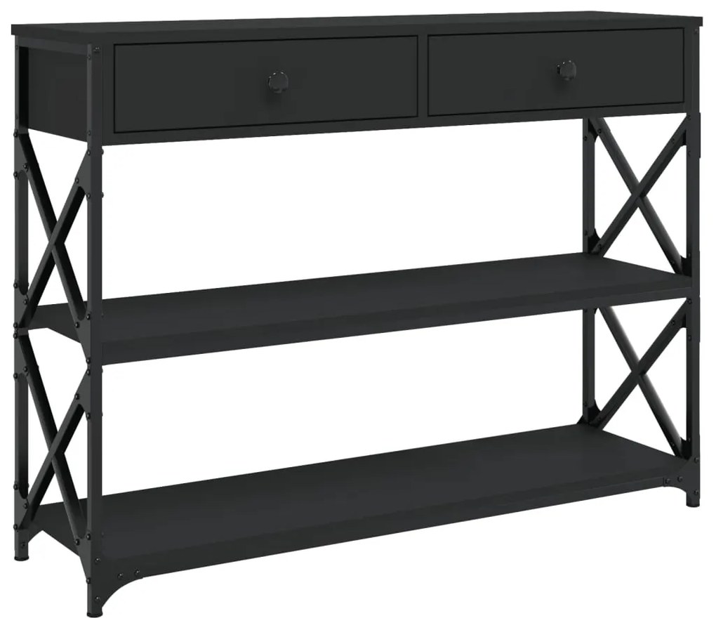 Tavolino consolle nero 100x28x75 cm in legno multistrato
