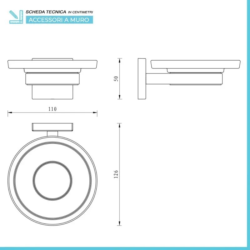 Set accessori a muro 6 pezzi in acciaio cromato e viti incluse Easy
