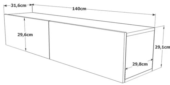 Mobile Tv Sospeso 140x32x30 Effetto Legno Rovere Future