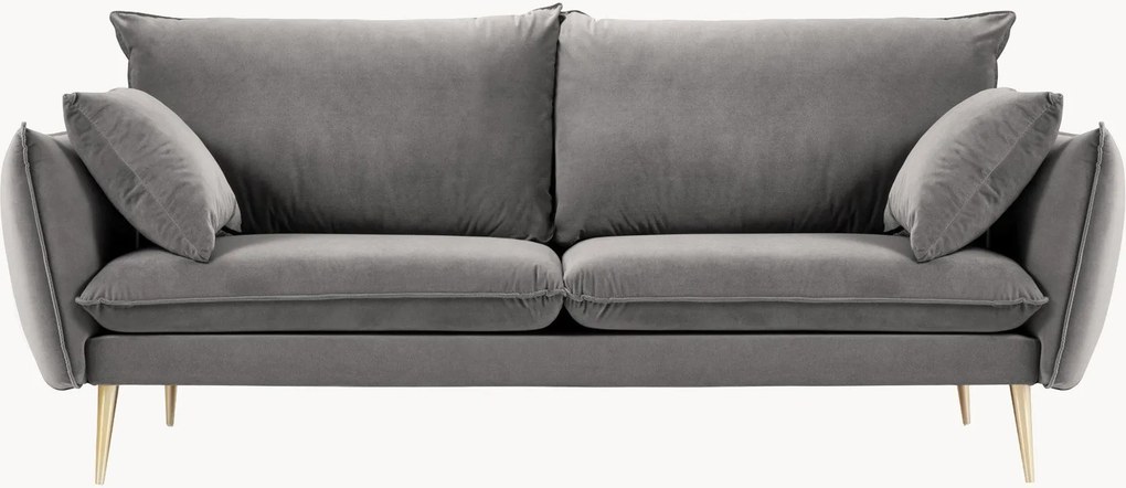 Divano 3 posti effetto velluto Elio, larg. 198 cm
