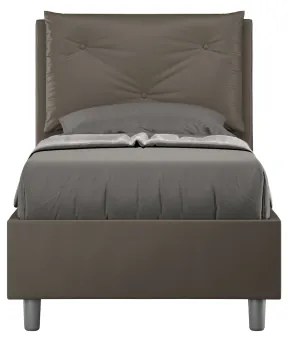 Letto singolo con rete imbottito 80x210 similpelle cappuccino Appia