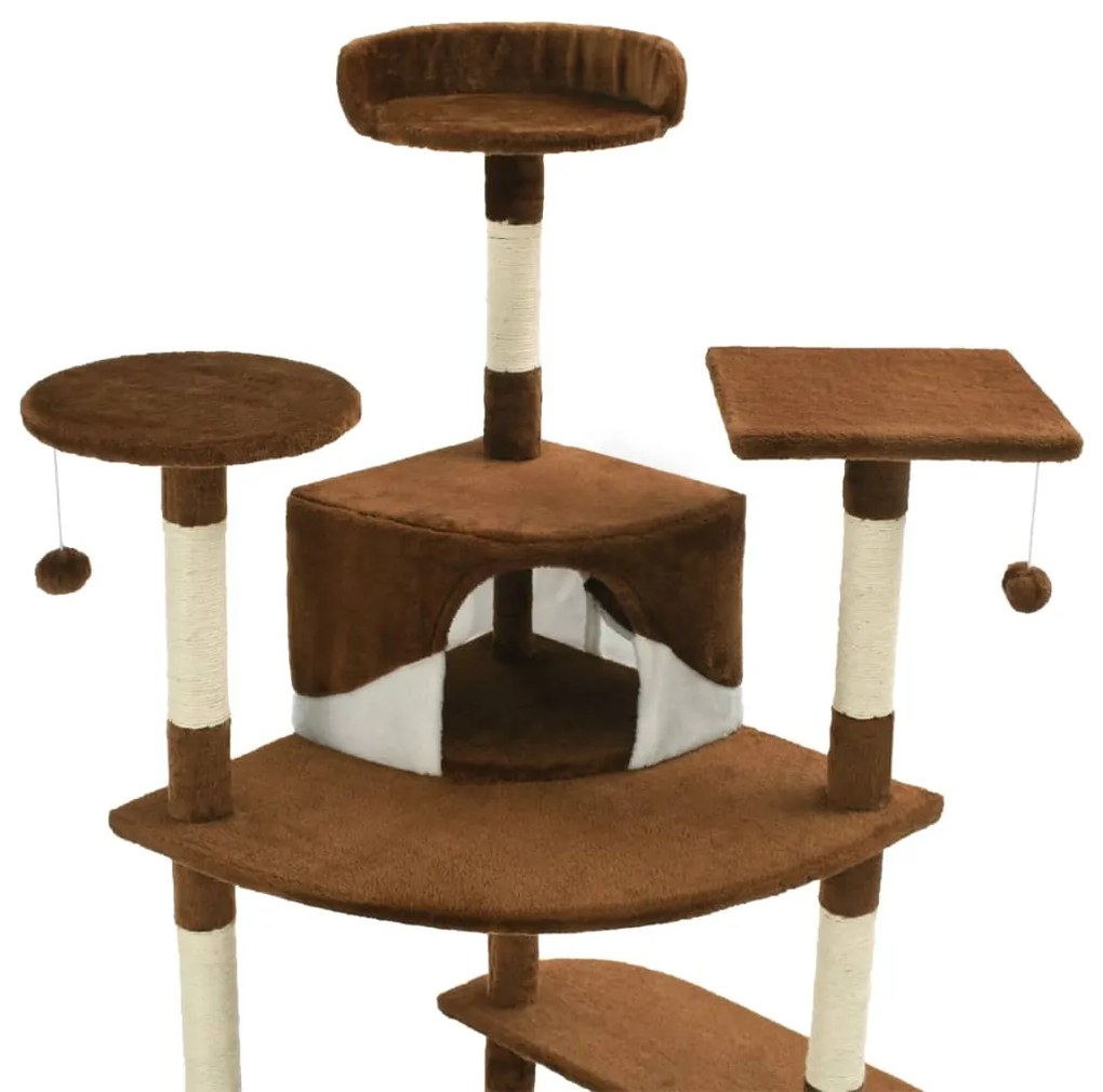 Albero per gatti e tiragraffi in sisal 203 cm marrone e bianco
