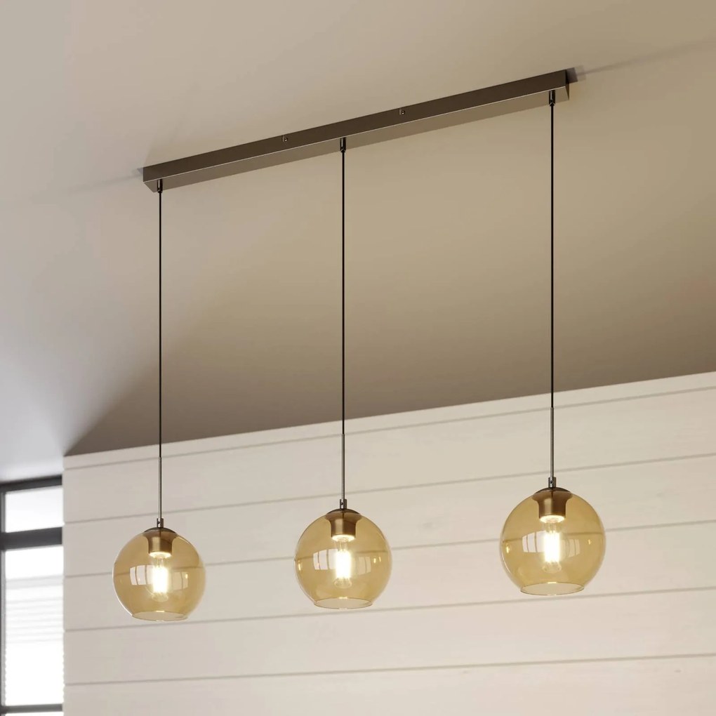 Lindby Sofian lampada a sospensione, 3 luci, ambra