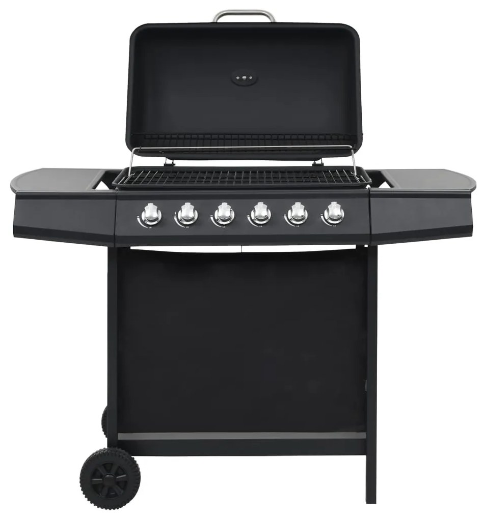 Barbecue Griglia A Gas Con 6 Fornelli Acciaio Nero /