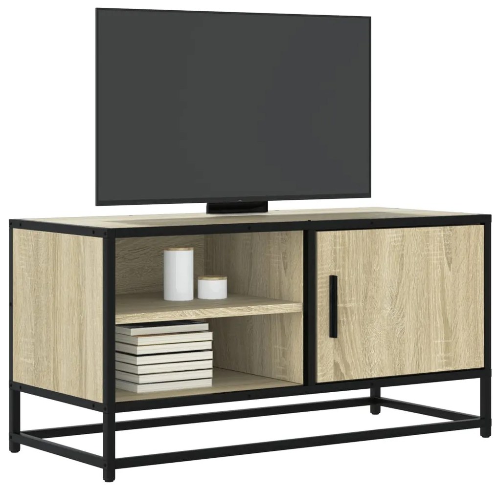 Mobile Tv Rovere Sonoma 80x34,5x40 Cm Legno Multistrato Metallo /