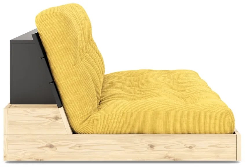 Divano letto in velluto a coste giallo 196 cm Base - Karup Design