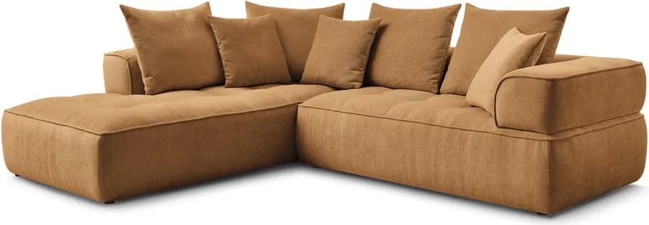 Divano angolare color senape (penisola a sinistra/a L) con rivestimento in ciniglia Whesley – Bobochic Paris