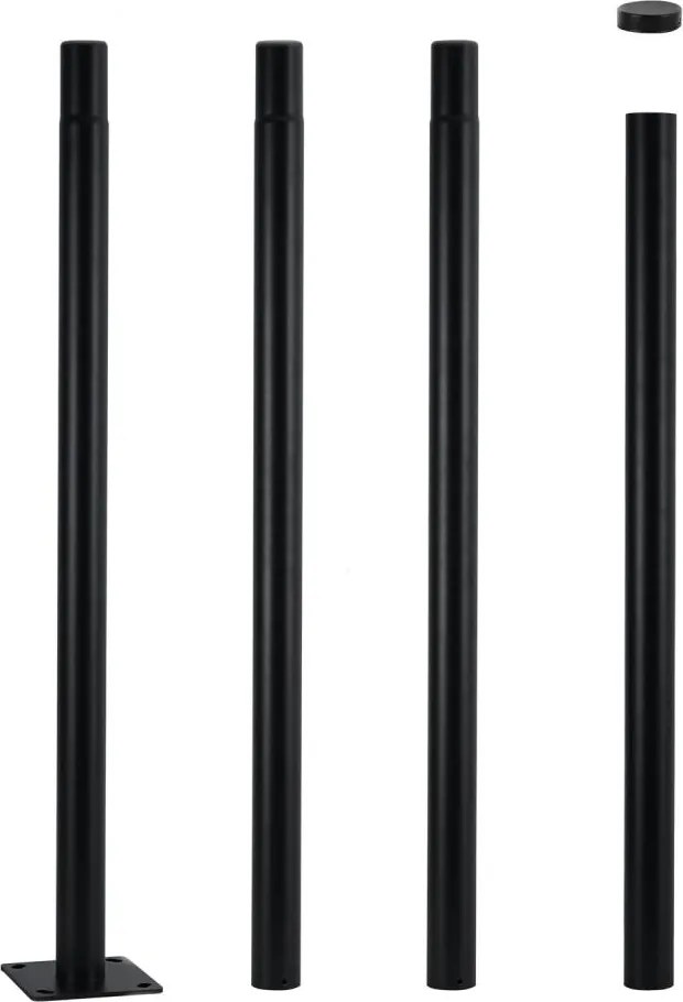 Brilagi - Asta metallica per palo d'illuminazione esterna 4 m, Ø 58 mm, nera