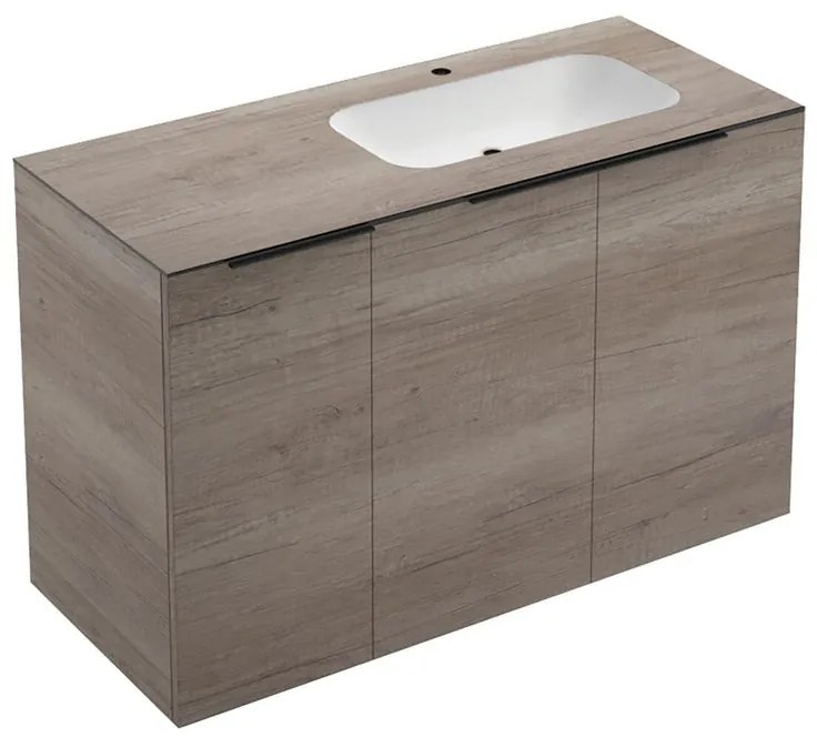 Mobile sottolavabo e lavabo Solid per vasca a destra rovere sable L 120 x H 92 x P 51 cm, 2 ante