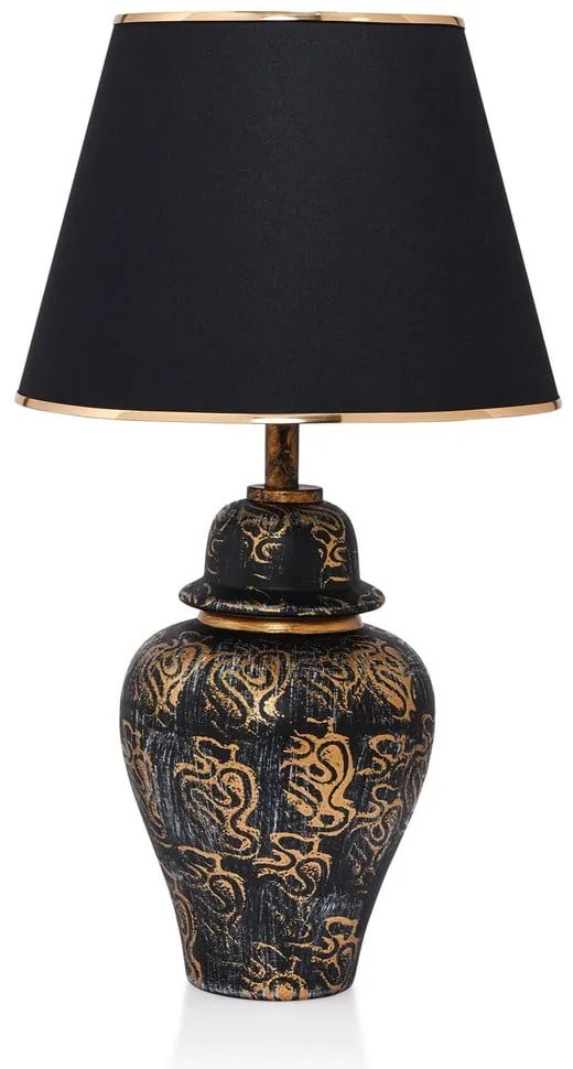 Lampada da tavolo nera e dorata con paralume in tessuto (altezza totale 54 cm) Derin – Opviq lights