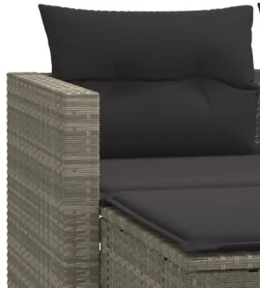 Divano da Giardino 2Posti con Sgabelli Grigio Chiaro Polyrattan