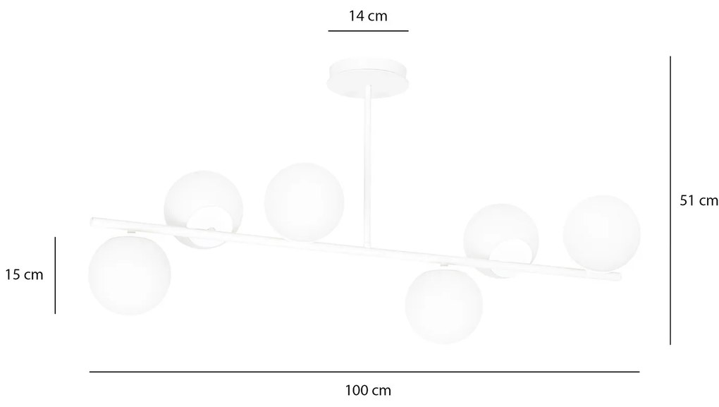 Plafoniera Contemporaneo Shiva Acciaio Bianco 6 Luci E14 Ip20