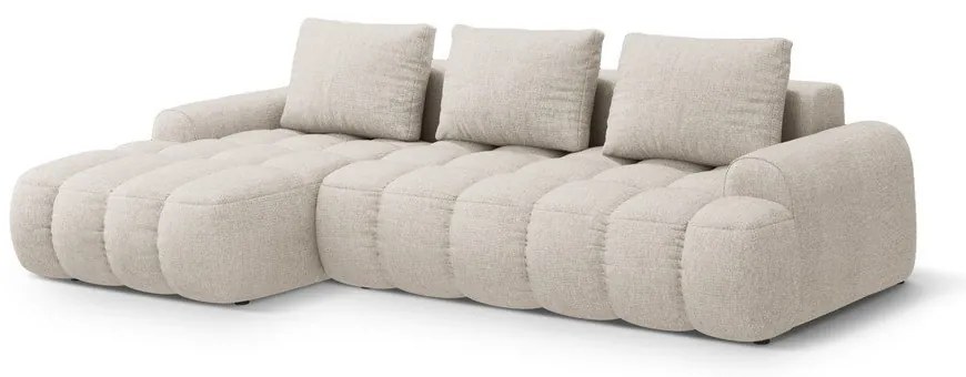 Divano angolare beige allungabile/con contenitore (con penisola a sinistra/con chaise lounge) Linz – Cosmopolitan Design