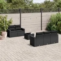 Set Divano da Giardino 6 pz con Cuscini Nero in Polyrattan 3218685