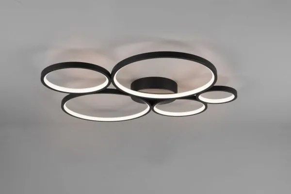 Plafoniera rondo led 5 cerchi con variazione intensitò metallo nero...