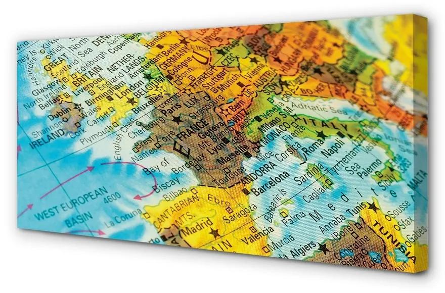 Quadro su tela Mappa globale 100x50 cm