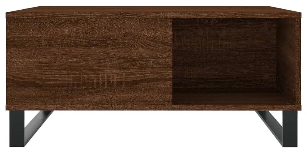 Tavolino salotto rovere marrone 80x80x36,5 cm legno multistrato