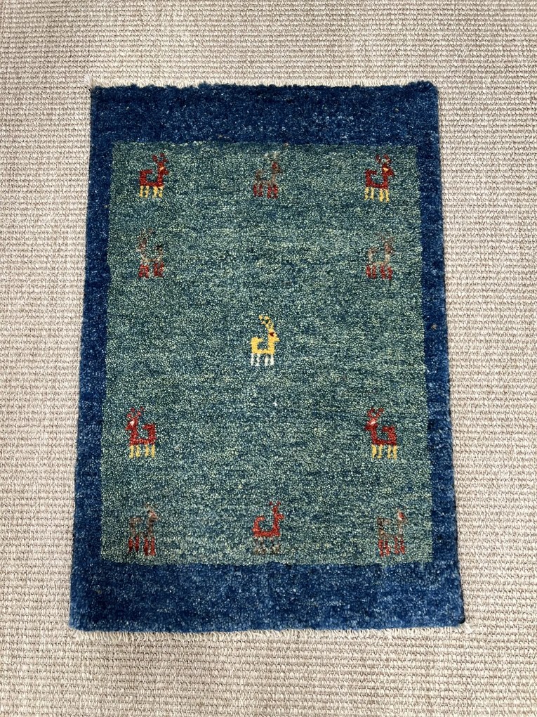 Gabbeh Tappeto 60 x 40 Blu (Iran) Annodato A Mano